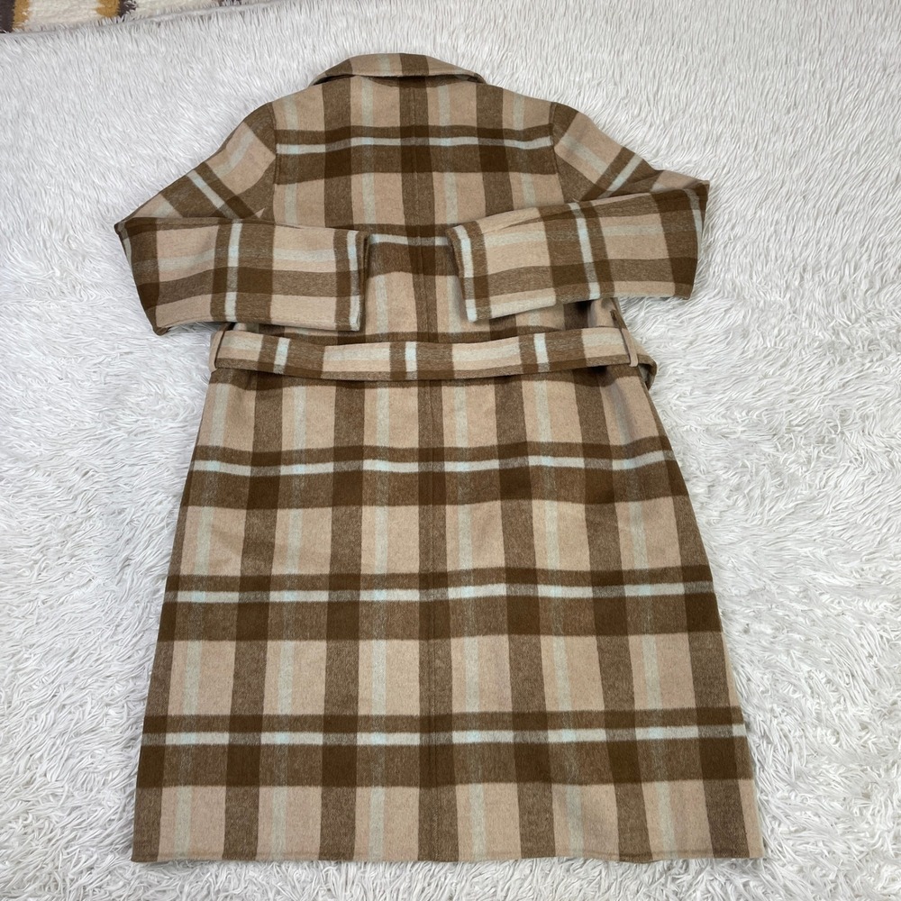 NWT Banana Republic Jacket Womens S Khaki Plaid Double Face Long Tie Waist Coat - Picture 6 of 13
